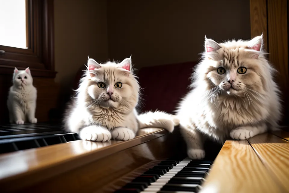 Katze beobachtet skeptisch das Klavierspiel während die Begleitautomatik läuft