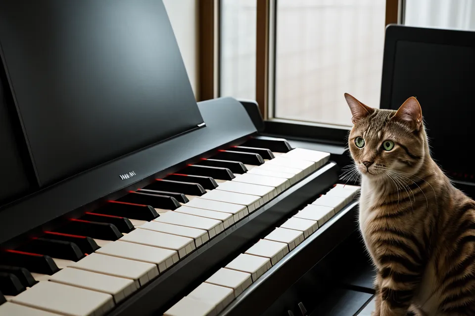 Online-Klavierkurs für den Klavier-Wiedereinstieg: Laptop mit Kursvideo neben dem E-Piano