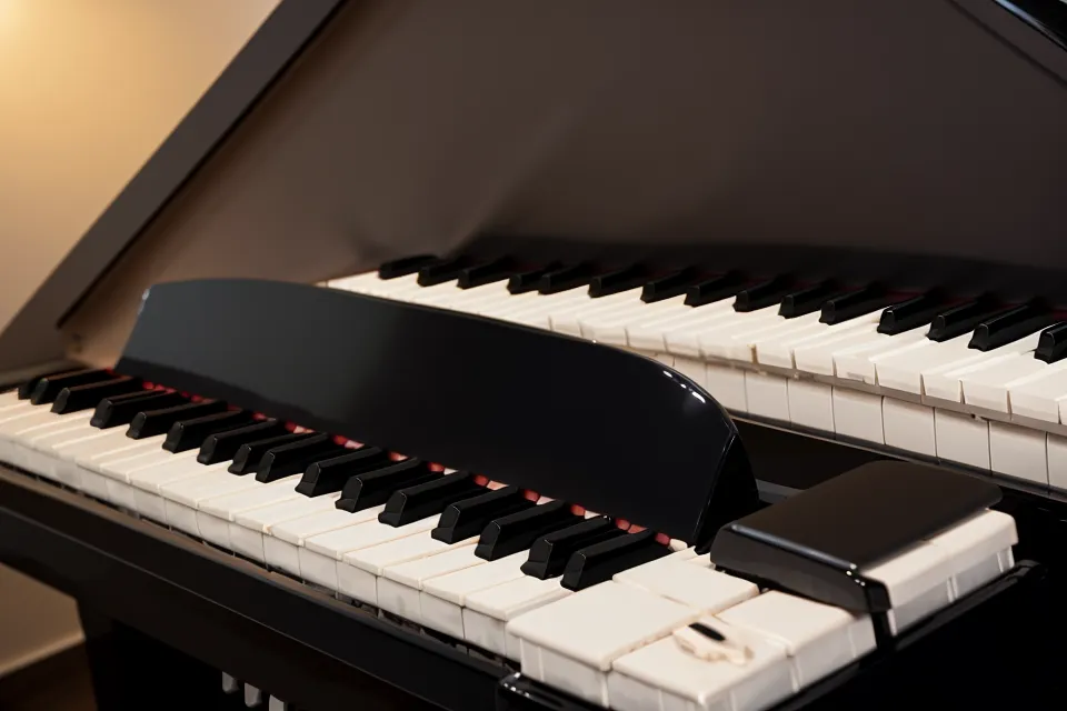 Katze streckt sich über die Tasten des Digitalpianos – typische Szene beim Klavier üben mit Katze im Haus